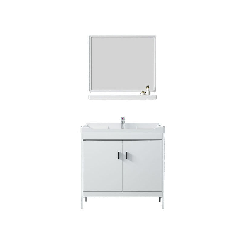 Gorgeous Metal Vanity Cabinet Freestanding Standard Open Console with Sink Set Vanity & Faucet & Mirrors Clearhalo 'Bathroom Remodel & Bathroom Fixtures' 'Bathroom Vanities' 'bathroom_vanities' 'Home Improvement' 'home_improvement' 'home_improvement_bathroom_vanities' 6787020