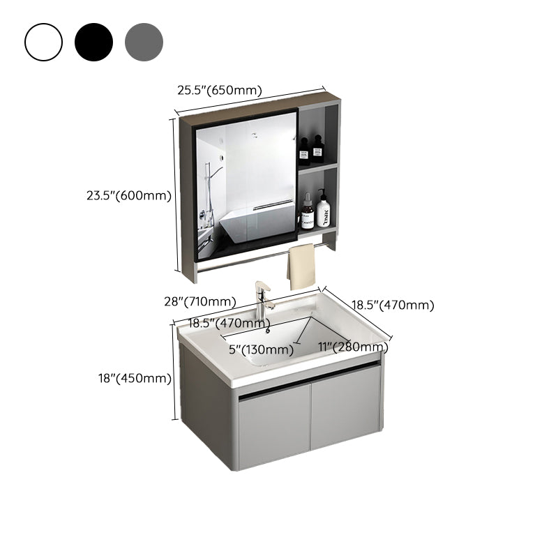 2 Doors Bathroom Vanity Mirror Grey Rectangle Single Sink Wall Mount Vanity Clearhalo 'Bathroom Remodel & Bathroom Fixtures' 'Bathroom Vanities' 'bathroom_vanities' 'Home Improvement' 'home_improvement' 'home_improvement_bathroom_vanities' 6787051