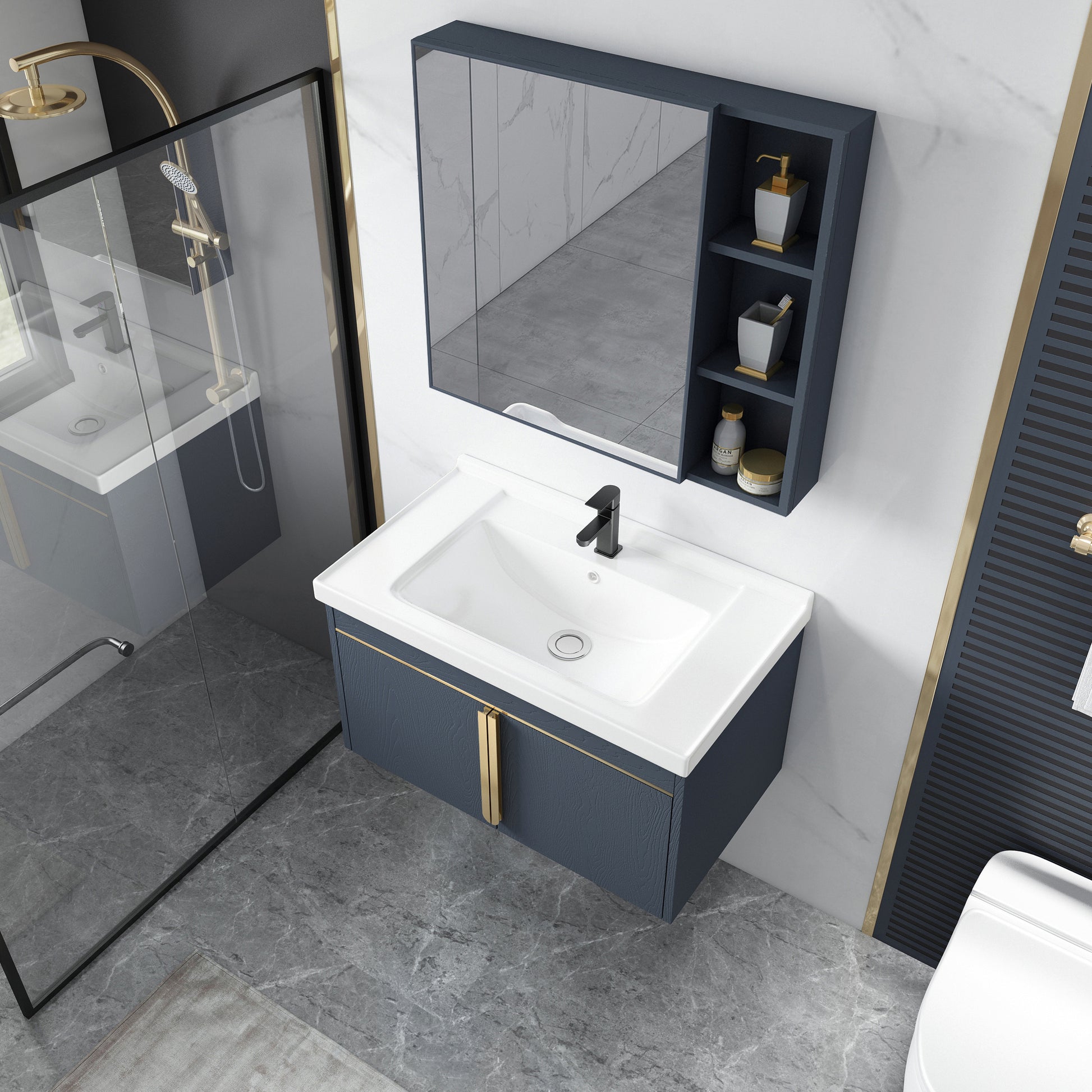 Contemporary Wall Mount Bath Vanity Mirror Cabinet Vanity Cabinet with Storage Shelving Clearhalo 'Bathroom Remodel & Bathroom Fixtures' 'Bathroom Vanities' 'bathroom_vanities' 'Home Improvement' 'home_improvement' 'home_improvement_bathroom_vanities' 6787055