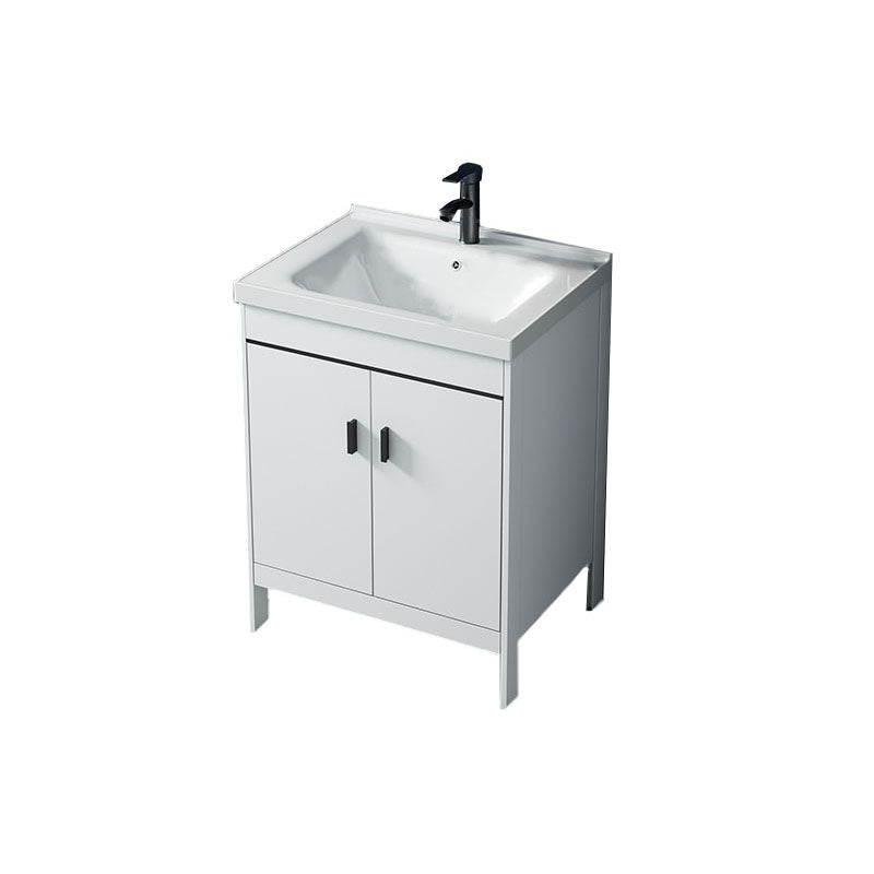 Modern Sink Vanity Free-standing Standard White Vanity Cabinet Vanity & Faucet 24"L x 15.7"W x 31.9"H Clearhalo 'Bathroom Remodel & Bathroom Fixtures' 'Bathroom Vanities' 'bathroom_vanities' 'Home Improvement' 'home_improvement' 'home_improvement_bathroom_vanities' 6787149