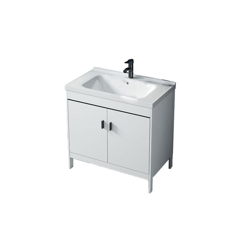 Modern Sink Vanity Free-standing Standard White Vanity Cabinet Vanity & Faucet 28"L x 18.9"W x 31.9"H Clearhalo 'Bathroom Remodel & Bathroom Fixtures' 'Bathroom Vanities' 'bathroom_vanities' 'Home Improvement' 'home_improvement' 'home_improvement_bathroom_vanities' 6787159