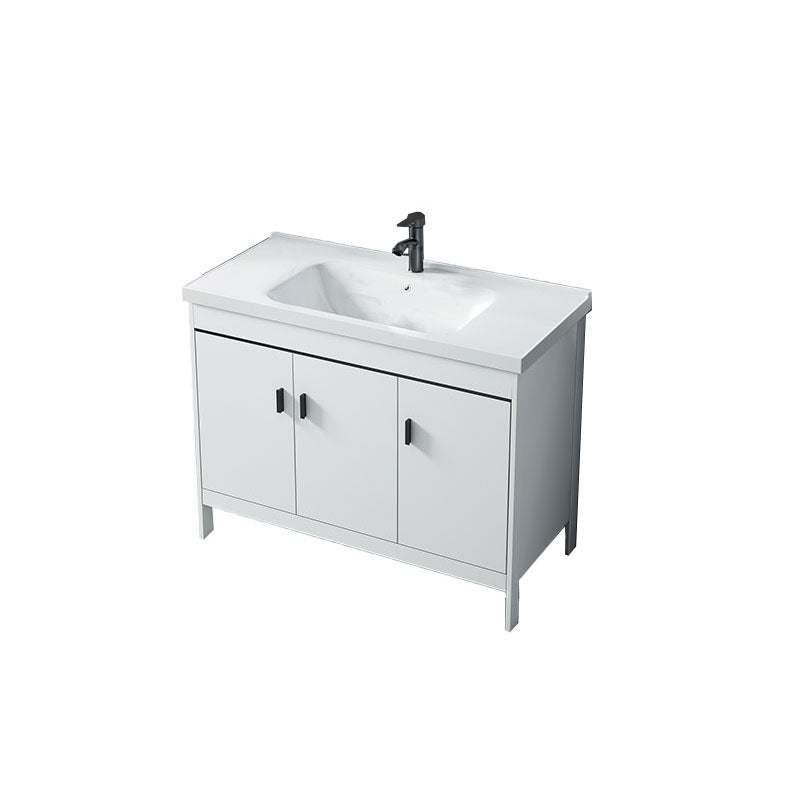 Modern Sink Vanity Free-standing Standard White Vanity Cabinet Vanity & Faucet 39.8"L x 18.9"W x 31.9"H Clearhalo 'Bathroom Remodel & Bathroom Fixtures' 'Bathroom Vanities' 'bathroom_vanities' 'Home Improvement' 'home_improvement' 'home_improvement_bathroom_vanities' 6787164