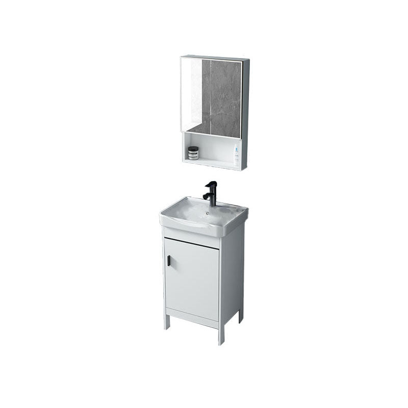 Modern Sink Vanity Free-standing Standard White Vanity Cabinet Vanity & Faucet & Mirror Cabinet 16.9"L x 13.8"W x 31.9"H Clearhalo 'Bathroom Remodel & Bathroom Fixtures' 'Bathroom Vanities' 'bathroom_vanities' 'Home Improvement' 'home_improvement' 'home_improvement_bathroom_vanities' 6787167