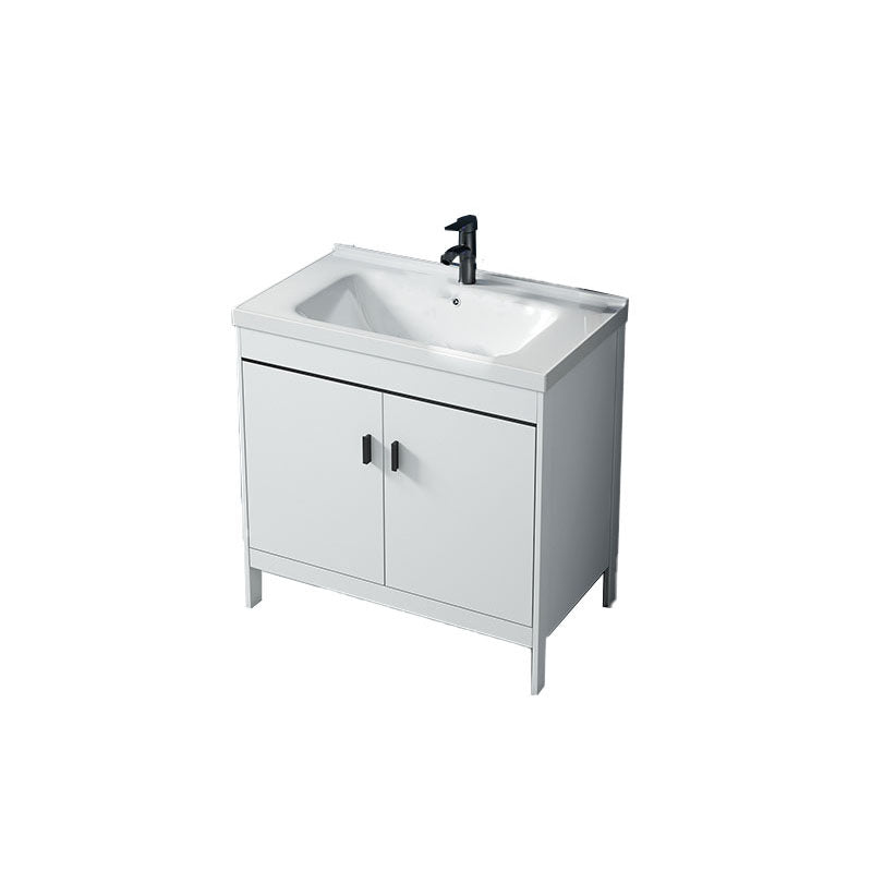 Modern Sink Vanity Free-standing Standard White Vanity Cabinet Vanity & Faucet 31.9"L x 18.9"W x 31.9"H Clearhalo 'Bathroom Remodel & Bathroom Fixtures' 'Bathroom Vanities' 'bathroom_vanities' 'Home Improvement' 'home_improvement' 'home_improvement_bathroom_vanities' 6787169