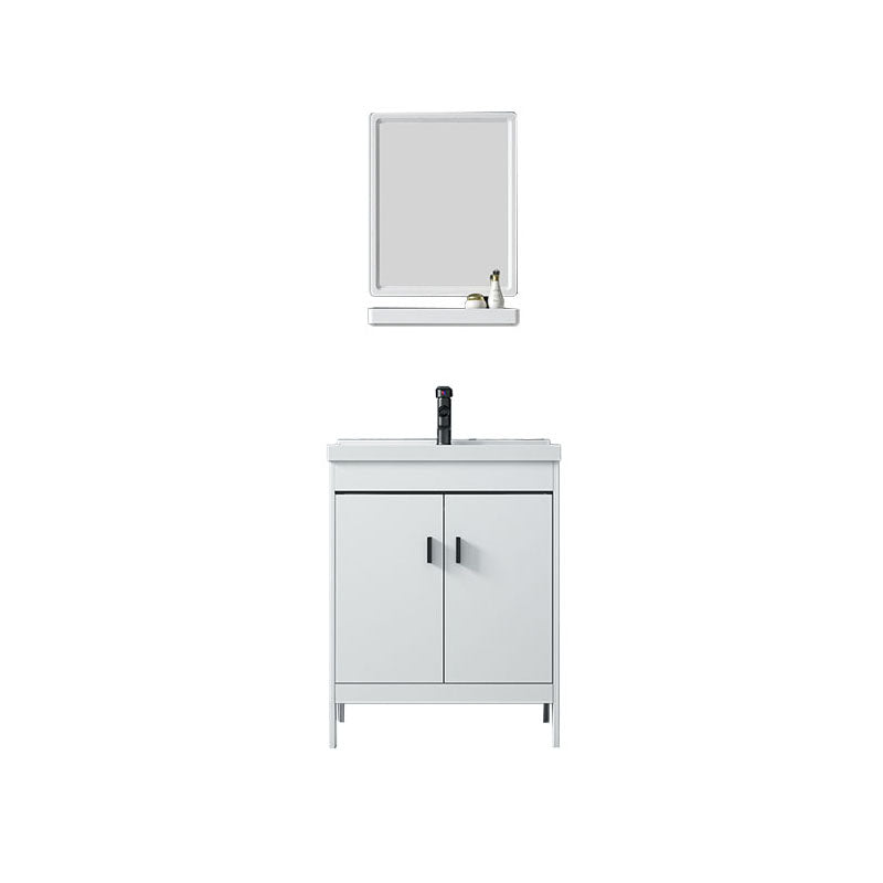 Modern Sink Vanity Free-standing Standard White Vanity Cabinet Vanity & Faucet & Mirrors 20.1"L x 14.2"W x 31.9"H Clearhalo 'Bathroom Remodel & Bathroom Fixtures' 'Bathroom Vanities' 'bathroom_vanities' 'Home Improvement' 'home_improvement' 'home_improvement_bathroom_vanities' 6787170