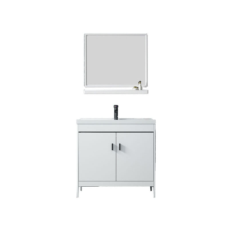 Modern Sink Vanity Free-standing Standard White Vanity Cabinet Vanity & Faucet & Mirrors 31.9"L x 18.9"W x 31.9"H Clearhalo 'Bathroom Remodel & Bathroom Fixtures' 'Bathroom Vanities' 'bathroom_vanities' 'Home Improvement' 'home_improvement' 'home_improvement_bathroom_vanities' 6787171