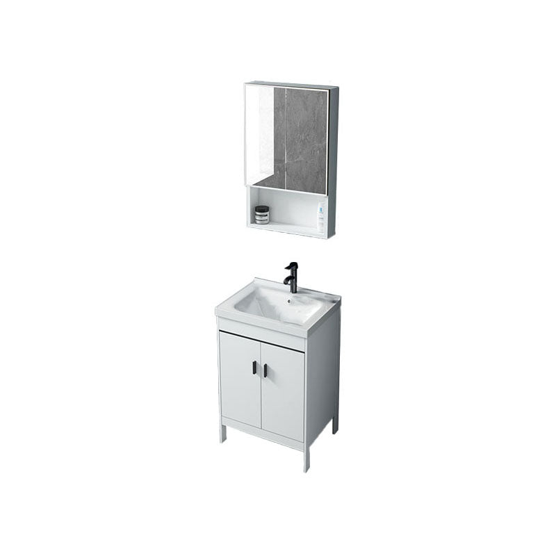 Modern Sink Vanity Free-standing Standard White Vanity Cabinet Vanity & Faucet & Mirror Cabinet 20.1"L x 14.2"W x 31.9"H Clearhalo 'Bathroom Remodel & Bathroom Fixtures' 'Bathroom Vanities' 'bathroom_vanities' 'Home Improvement' 'home_improvement' 'home_improvement_bathroom_vanities' 6787172