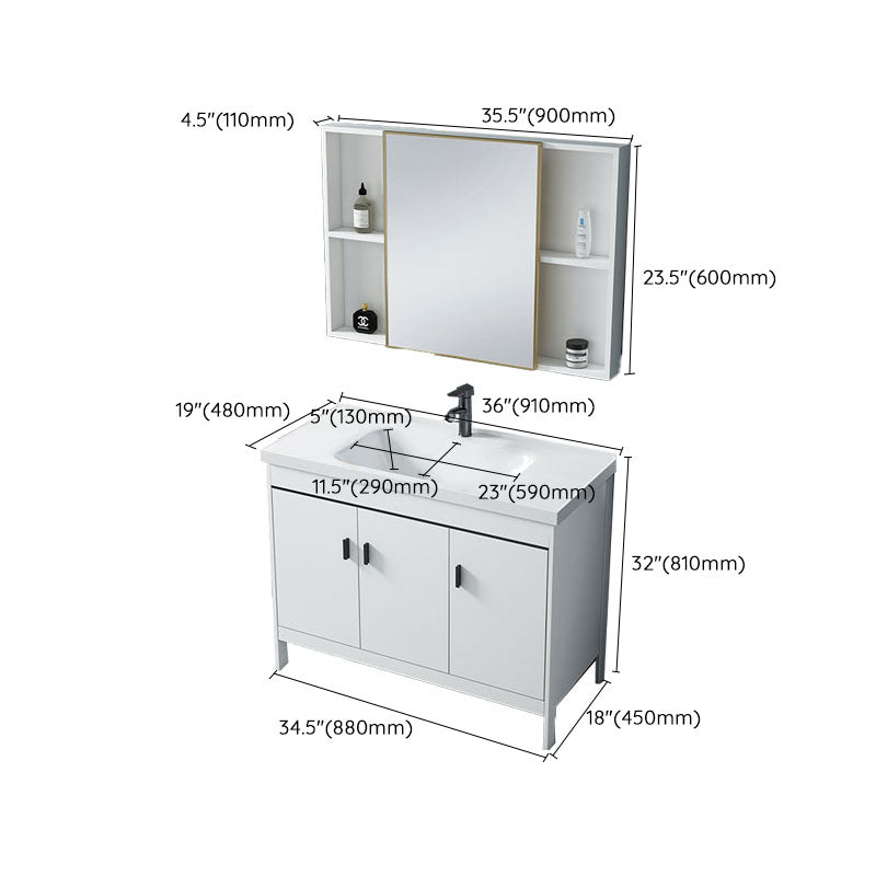 Modern Sink Vanity Free-standing Standard White Vanity Cabinet Clearhalo 'Bathroom Remodel & Bathroom Fixtures' 'Bathroom Vanities' 'bathroom_vanities' 'Home Improvement' 'home_improvement' 'home_improvement_bathroom_vanities' 6787178