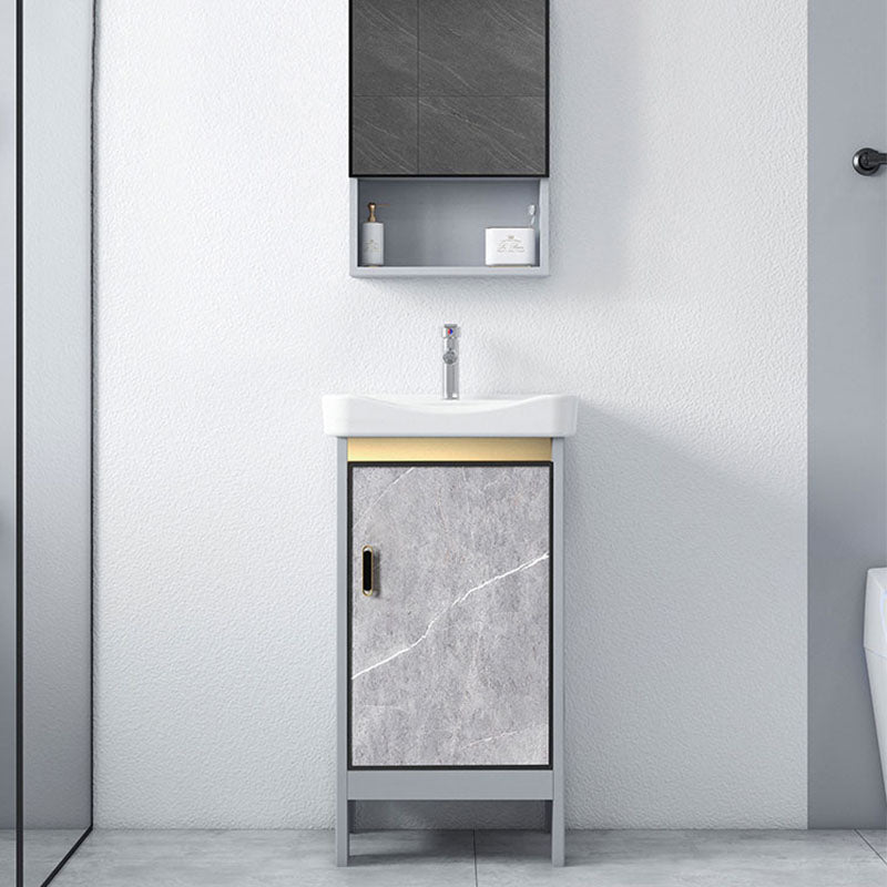 Modern Freestanding Vanity Sink Metal Bathroom Vanity Cabinet with Mirror Cabinet Clearhalo 'Bathroom Remodel & Bathroom Fixtures' 'Bathroom Vanities' 'bathroom_vanities' 'Home Improvement' 'home_improvement' 'home_improvement_bathroom_vanities' 6787186