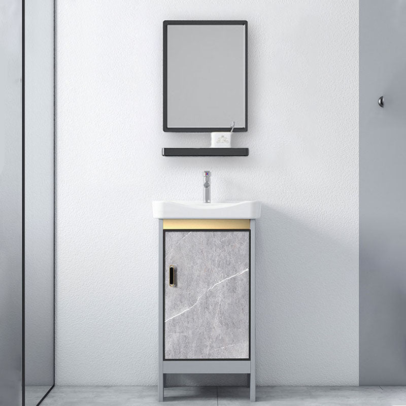 Modern Freestanding Vanity Sink Metal Bathroom Vanity Cabinet with Mirror Cabinet Vanity & Faucet & Mirrors 16.9"L x 13.8"W x 31.9"H Clearhalo 'Bathroom Remodel & Bathroom Fixtures' 'Bathroom Vanities' 'bathroom_vanities' 'Home Improvement' 'home_improvement' 'home_improvement_bathroom_vanities' 6787194