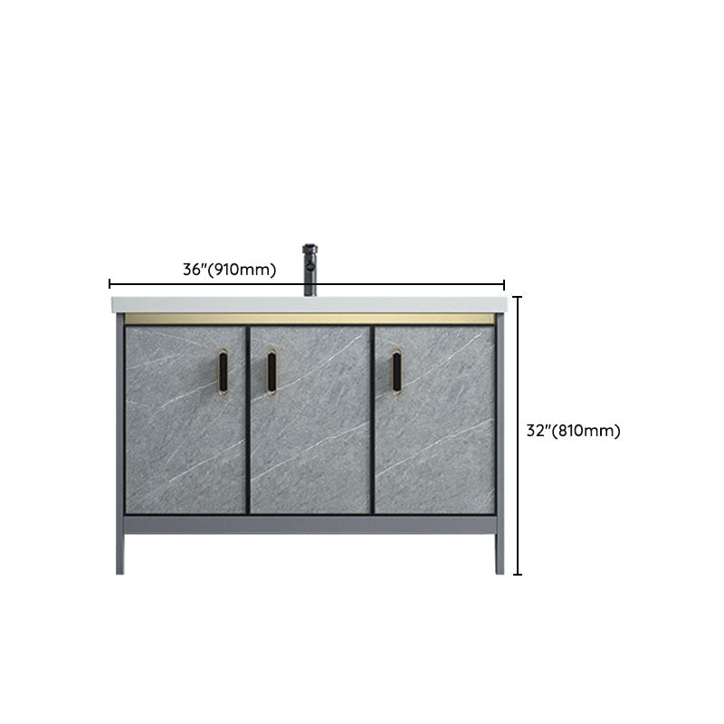 Modern Freestanding Vanity Sink Metal Bathroom Vanity Cabinet with Mirror Cabinet Clearhalo 'Bathroom Remodel & Bathroom Fixtures' 'Bathroom Vanities' 'bathroom_vanities' 'Home Improvement' 'home_improvement' 'home_improvement_bathroom_vanities' 6787206