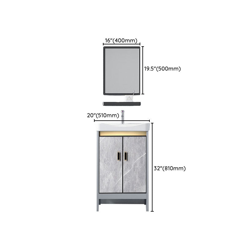 Modern Freestanding Vanity Sink Metal Bathroom Vanity Cabinet with Mirror Cabinet Clearhalo 'Bathroom Remodel & Bathroom Fixtures' 'Bathroom Vanities' 'bathroom_vanities' 'Home Improvement' 'home_improvement' 'home_improvement_bathroom_vanities' 6787209