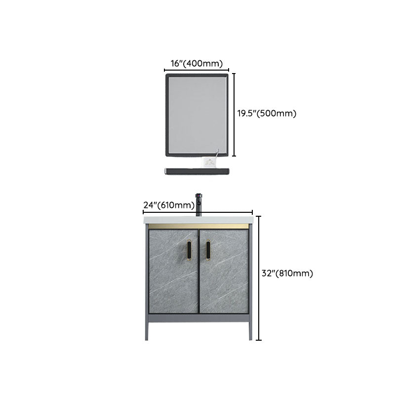 Modern Freestanding Vanity Sink Metal Bathroom Vanity Cabinet with Mirror Cabinet Clearhalo 'Bathroom Remodel & Bathroom Fixtures' 'Bathroom Vanities' 'bathroom_vanities' 'Home Improvement' 'home_improvement' 'home_improvement_bathroom_vanities' 6787210