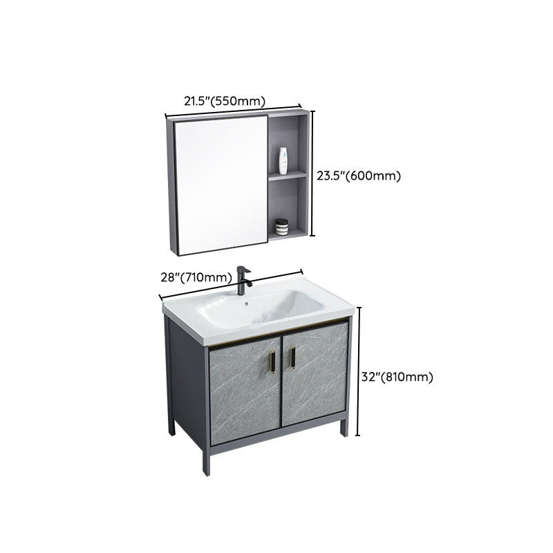 Contemporary White Sink Cabinet Bathroom Vanity Cabinet with Mirror Cabinet  - Clearhalo