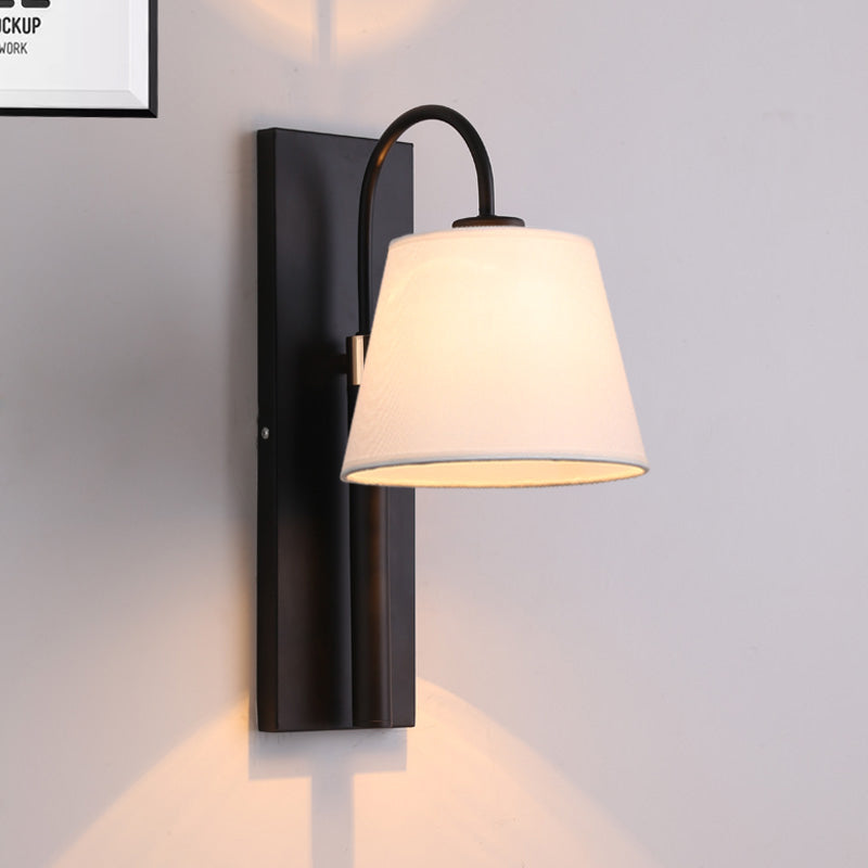 Indoor Wall Lamp with Conical Shade Metal Modernist 1 Head Black/White Wall Mounted Light Fixture for Living Room Clearhalo 'Cast Iron' 'Glass' 'Industrial' 'Modern wall lights' 'Modern' 'Tiffany' 'Traditional wall lights' 'Vanity Lights' 'Wall Lights' Lighting' 678722