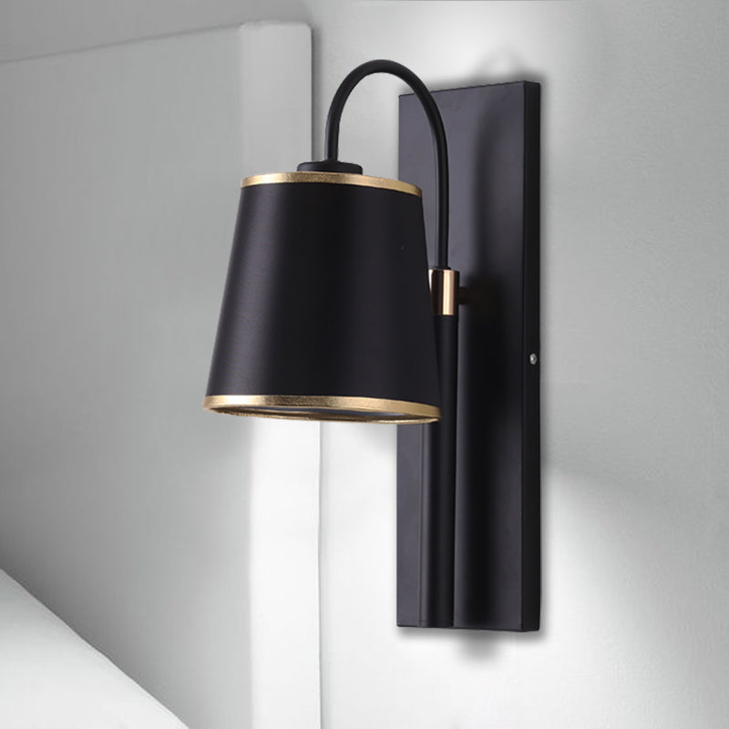 Indoor Wall Lamp with Conical Shade Metal Modernist 1 Head Black/White Wall Mounted Light Fixture for Living Room Clearhalo 'Cast Iron' 'Glass' 'Industrial' 'Modern wall lights' 'Modern' 'Tiffany' 'Traditional wall lights' 'Vanity Lights' 'Wall Lights' Lighting' 678723