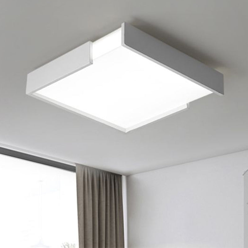 Squared Flush Mount Light Minimalism 16"/19.5" Dia LED Acrylic Ceiling Mounted Light in Black/White for Bedroom, Warm/White Light Clearhalo 'Ceiling Lights' 'Close To Ceiling Lights' 'Close to ceiling' 'Flush mount' Lighting' 678730