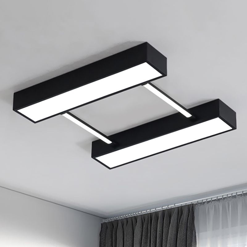 Parallel Cuboid Flush Mount Nordic Metal White/Black Integrated LED Ceiling Fixture for Bedroom in Warm/White, 16"/19.5"/23.5" W Clearhalo 'Ceiling Lights' 'Close To Ceiling Lights' 'Close to ceiling' 'Flush mount' Lighting' 678743