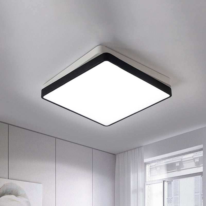 Black Square/Rectangular Flush Mount Nordic Metal LED Ceiling Light for Bedroom in Warm/White, 11"/19"/35.5" Wide Clearhalo 'Ceiling Lights' 'Close To Ceiling Lights' 'Close to ceiling' 'Flush mount' Lighting' 678744