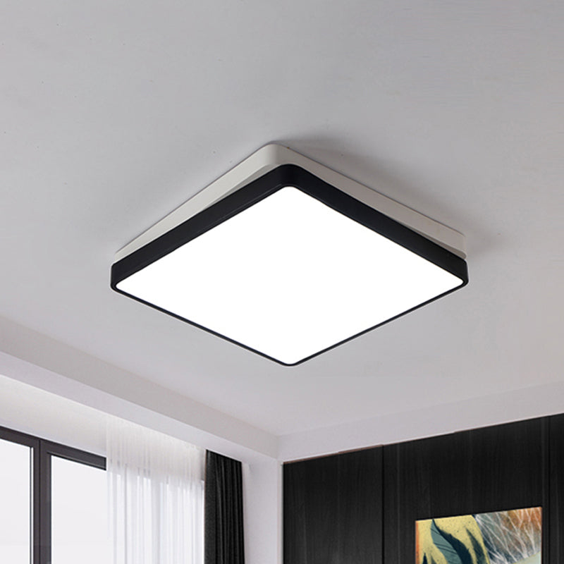 Black Square/Rectangular Flush Mount Nordic Metal LED Ceiling Light for Bedroom in Warm/White, 11"/19"/35.5" Wide Clearhalo 'Ceiling Lights' 'Close To Ceiling Lights' 'Close to ceiling' 'Flush mount' Lighting' 678745