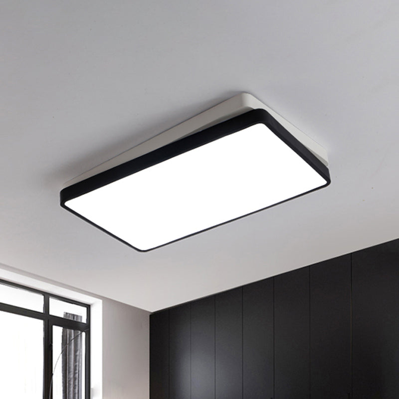 Black Square/Rectangular Flush Mount Nordic Metal LED Ceiling Light for Bedroom in Warm/White, 11"/19"/35.5" Wide Clearhalo 'Ceiling Lights' 'Close To Ceiling Lights' 'Close to ceiling' 'Flush mount' Lighting' 678746