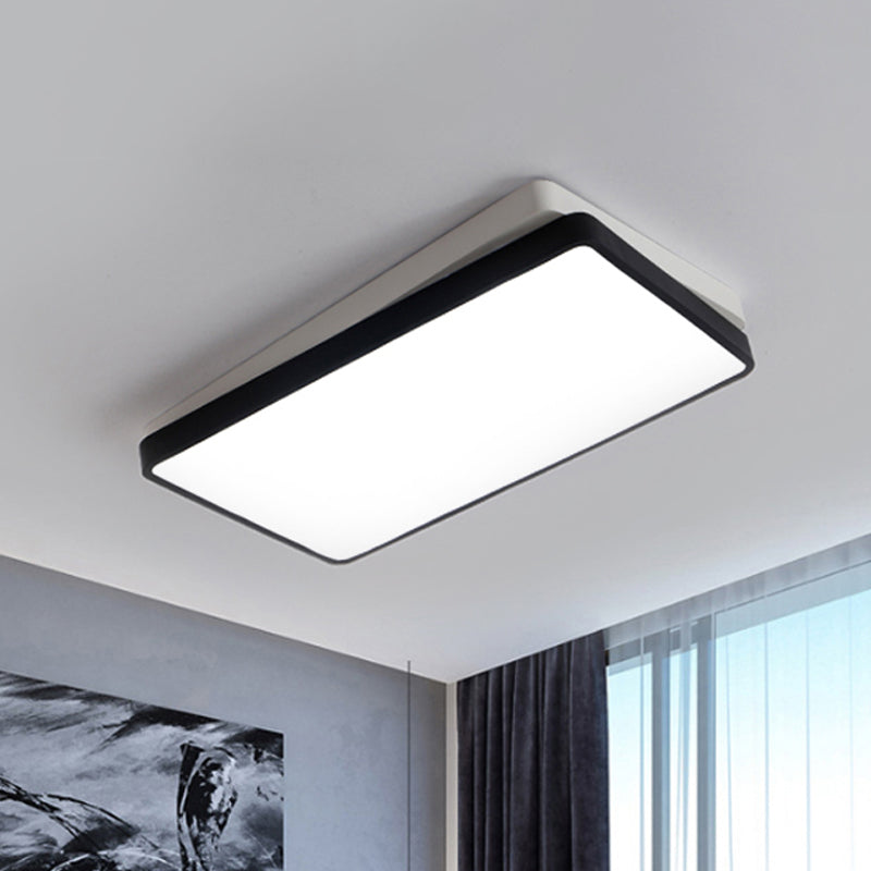 Black Square/Rectangular Flush Mount Nordic Metal LED Ceiling Light for Bedroom in Warm/White, 11"/19"/35.5" Wide Clearhalo 'Ceiling Lights' 'Close To Ceiling Lights' 'Close to ceiling' 'Flush mount' Lighting' 678747