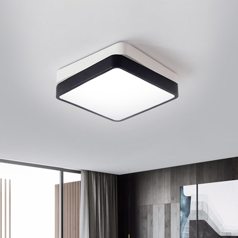 Black Square/Rectangular Flush Mount Nordic Metal LED Ceiling Light for Bedroom in Warm/White, 11"/19"/35.5" Wide Clearhalo 'Ceiling Lights' 'Close To Ceiling Lights' 'Close to ceiling' 'Flush mount' Lighting' 678748