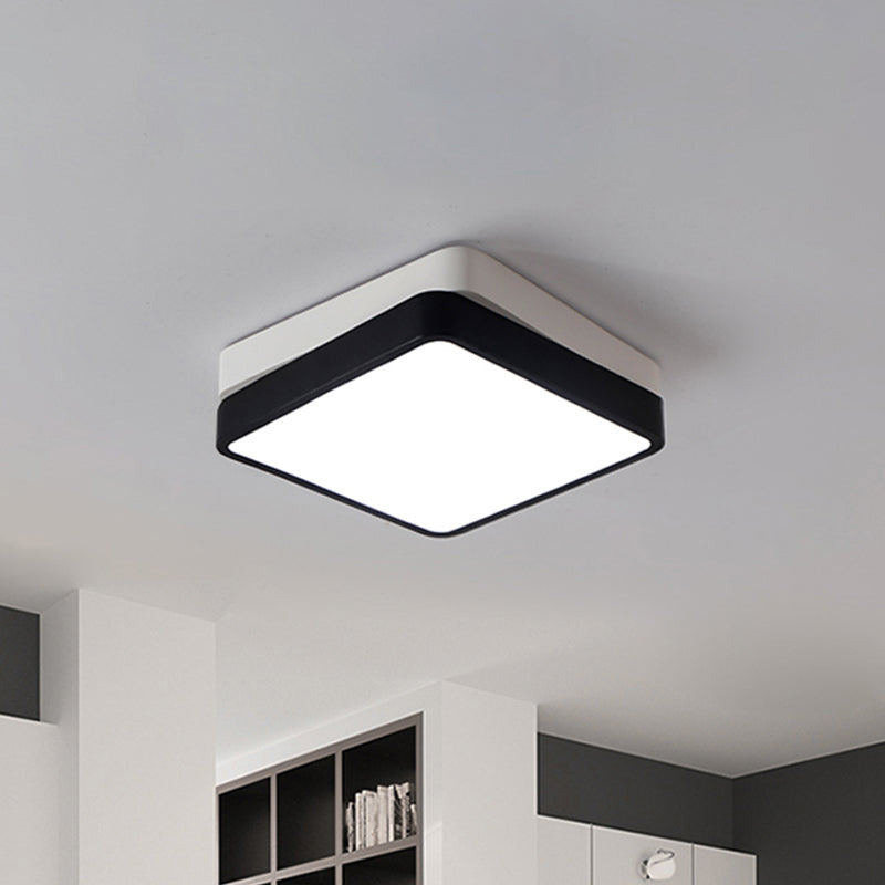 Black Square/Rectangular Flush Mount Nordic Metal LED Ceiling Light for Bedroom in Warm/White, 11"/19"/35.5" Wide Clearhalo 'Ceiling Lights' 'Close To Ceiling Lights' 'Close to ceiling' 'Flush mount' Lighting' 678749