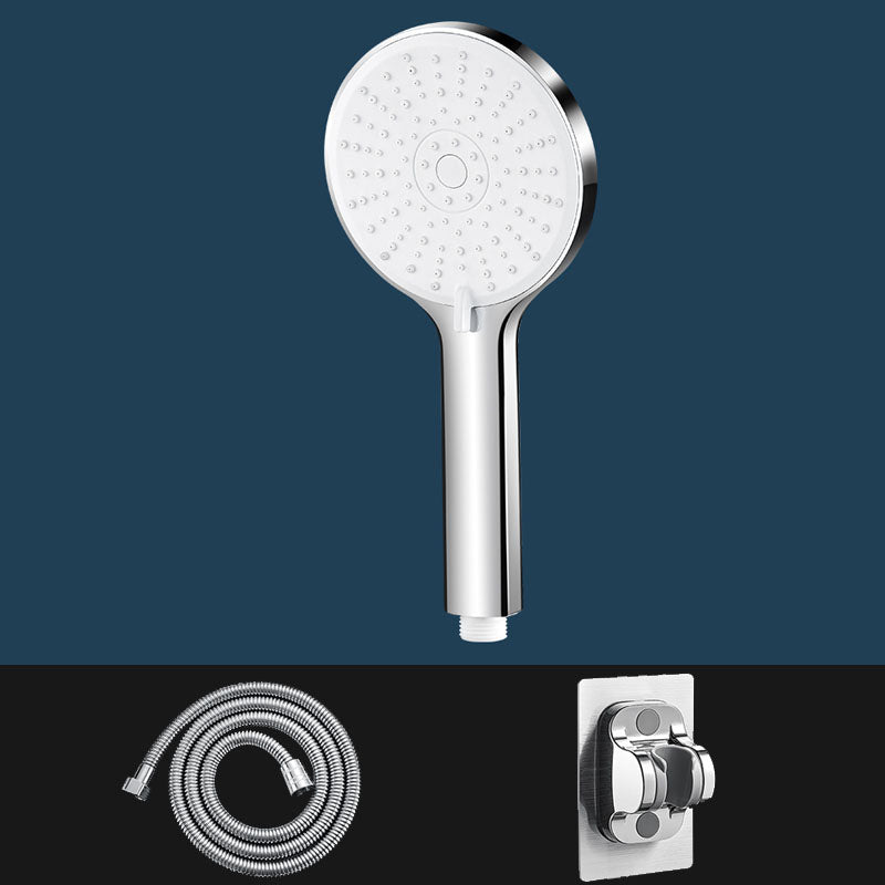 ABS Plastic Handheld Shower Head High Flow 5-Spray Patterns Wall-Mount Showerhead White/Silver Shower Heads with Holder and Hose Clearhalo 'Bathroom Remodel & Bathroom Fixtures' 'Home Improvement' 'home_improvement' 'home_improvement_shower_heads' 'Shower Heads' 'shower_heads' 'Showers & Bathtubs Plumbing' 'Showers & Bathtubs' 6787658