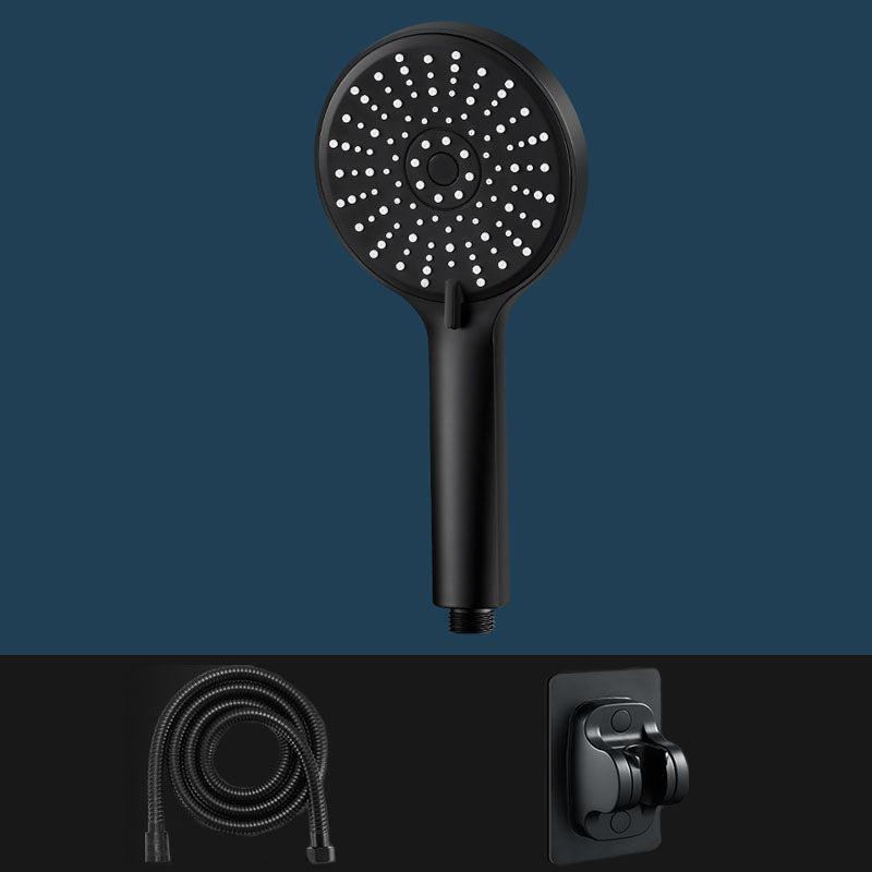 ABS Plastic Handheld Shower Head High Flow 5-Spray Patterns Wall-Mount Showerhead Black Shower Heads with Holder and Hose Clearhalo 'Bathroom Remodel & Bathroom Fixtures' 'Home Improvement' 'home_improvement' 'home_improvement_shower_heads' 'Shower Heads' 'shower_heads' 'Showers & Bathtubs Plumbing' 'Showers & Bathtubs' 6787659