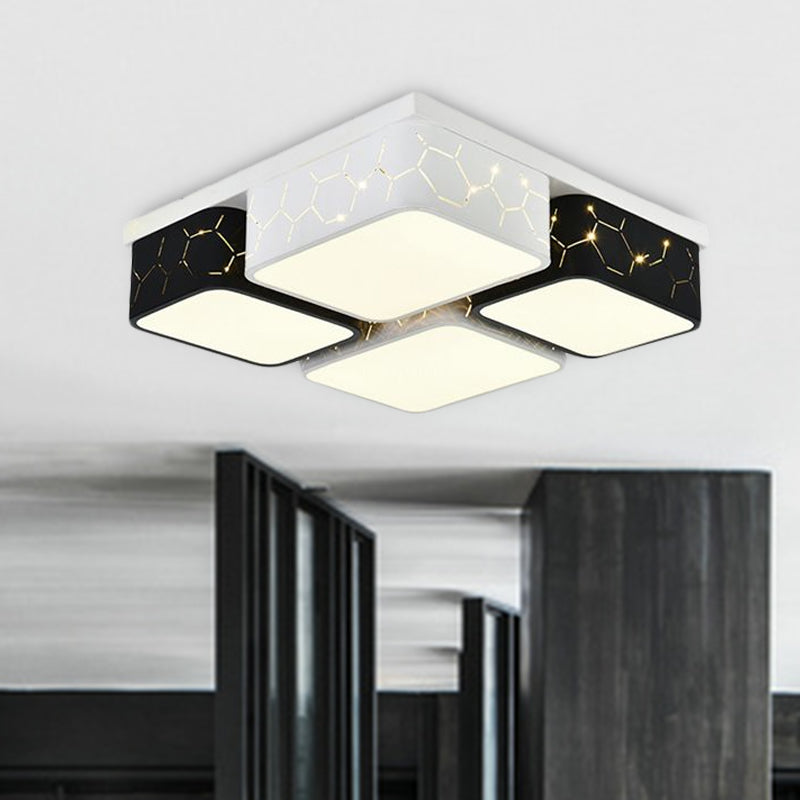 Square Bedroom Flush Ceiling Light Acrylic Warm/White Lighting LED Contemporary Ceiling Mount Fixture in Black Clearhalo 'Ceiling Lights' 'Close To Ceiling Lights' 'Close to ceiling' 'Flush mount' Lighting' 678783