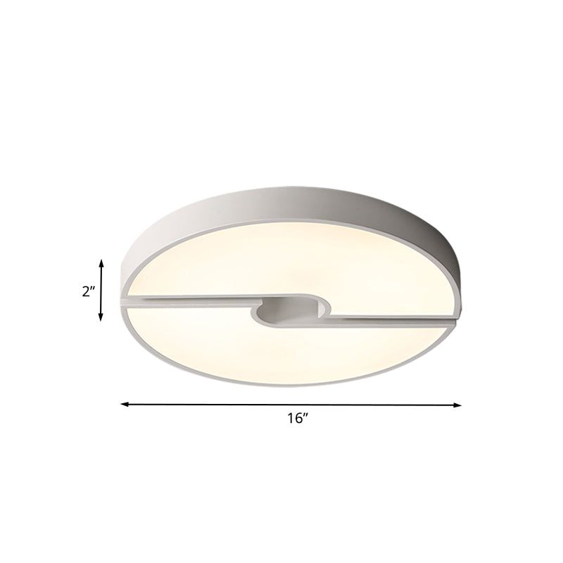 White Severed Round Flushmount Modernism LED Acrylic Ceiling Mounted Fixture in White/Warm Light, 16"/19.5"/23.5" Wide Clearhalo 'Ceiling Lights' 'Close To Ceiling Lights' 'Close to ceiling' 'Flush mount' Lighting' 678793