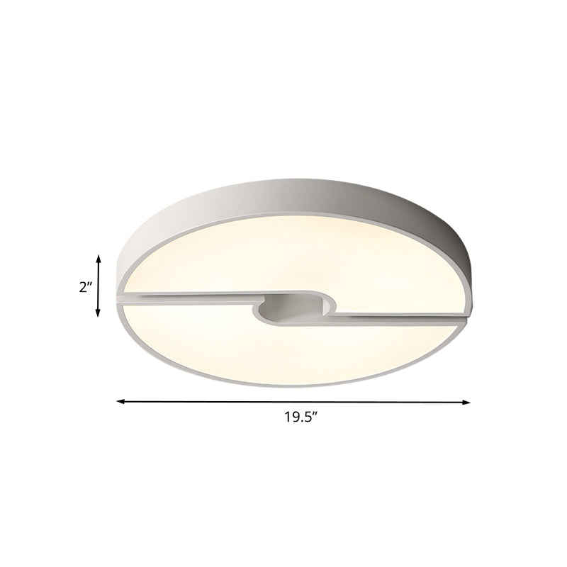 White Severed Round Flushmount Modernism LED Acrylic Ceiling Mounted Fixture in White/Warm Light, 16"/19.5"/23.5" Wide Clearhalo 'Ceiling Lights' 'Close To Ceiling Lights' 'Close to ceiling' 'Flush mount' Lighting' 678794