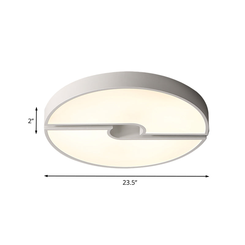 White Severed Round Flushmount Modernism LED Acrylic Ceiling Mounted Fixture in White/Warm Light, 16"/19.5"/23.5" Wide Clearhalo 'Ceiling Lights' 'Close To Ceiling Lights' 'Close to ceiling' 'Flush mount' Lighting' 678795