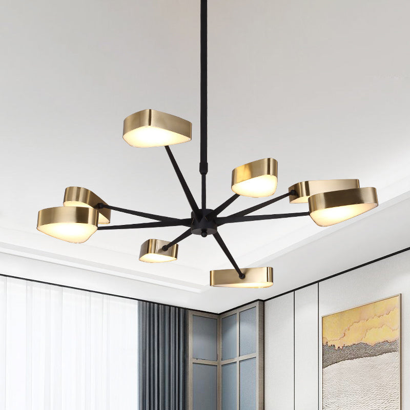 Triangle Hanging Lamp Modern Metal 6/8 Lights Gold Chandelier Pendant Light for Dining Room Clearhalo 'Ceiling Lights' 'Chandeliers' 'Modern Chandeliers' 'Modern' Lighting' 678811