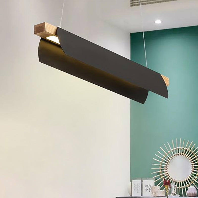 Linear Metal Chandelier Lamp Modernist Led 27.5"/39" Wide White/Black Pendant Ceiling Light, Third Gear Clearhalo 'Ceiling Lights' 'Chandeliers' 'Modern Chandeliers' 'Modern' Lighting' 678813