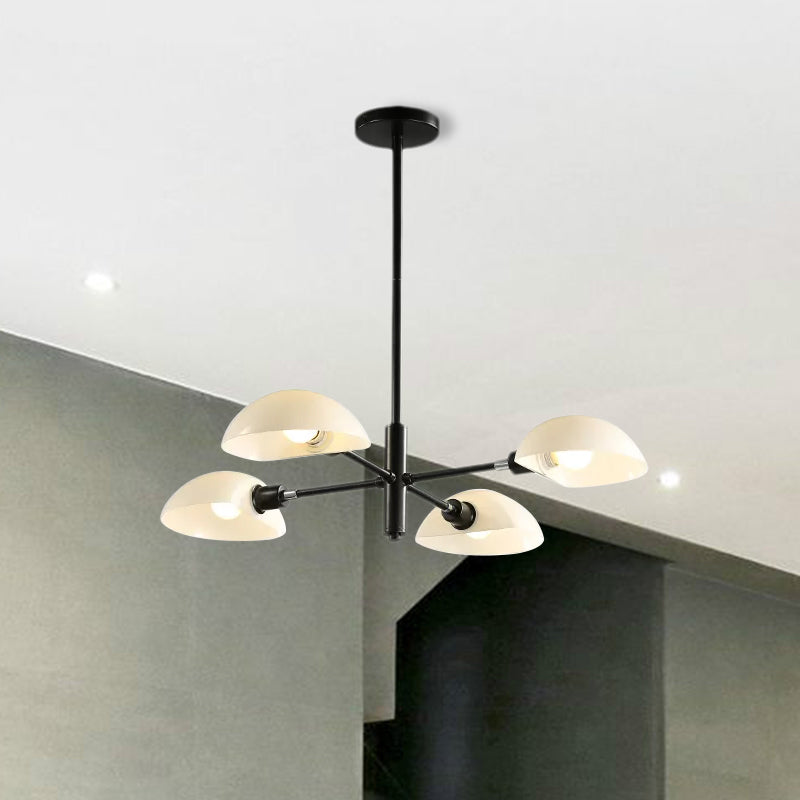 1/2 Tiers Chandelier Lamp Spoon Shade Nordic Simple Style Metal 4/6/8 Lights Hanging Ceiling Light with Black/Gold Rod Clearhalo 'Ceiling Lights' 'Chandeliers' 'Modern Chandeliers' 'Modern' Lighting' 678825