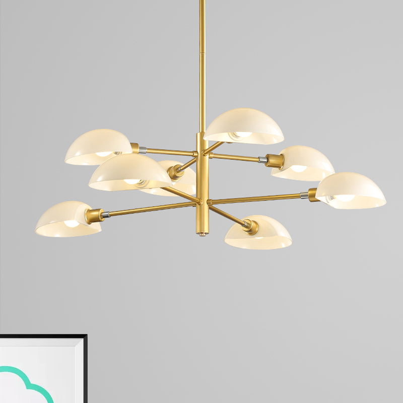 1/2 Tiers Chandelier Lamp Spoon Shade Nordic Simple Style Metal 4/6/8 Lights Hanging Ceiling Light with Black/Gold Rod Clearhalo 'Ceiling Lights' 'Chandeliers' 'Modern Chandeliers' 'Modern' Lighting' 678828