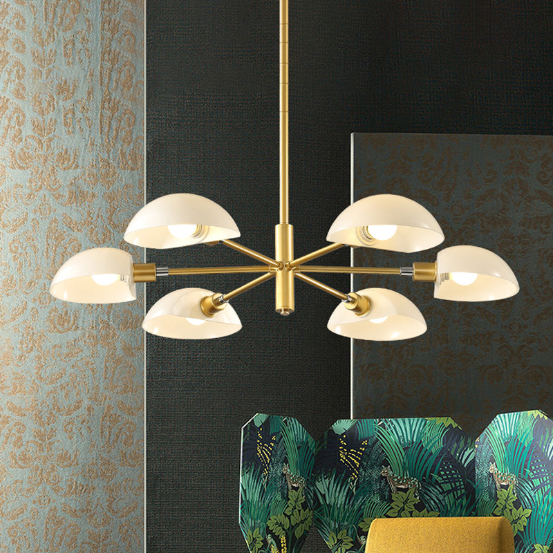 1/2 Tiers Chandelier Lamp Spoon Shade Nordic Simple Style Metal 4/6/8 Lights Hanging Ceiling Light with Black/Gold Rod Clearhalo 'Ceiling Lights' 'Chandeliers' 'Modern Chandeliers' 'Modern' Lighting' 678829