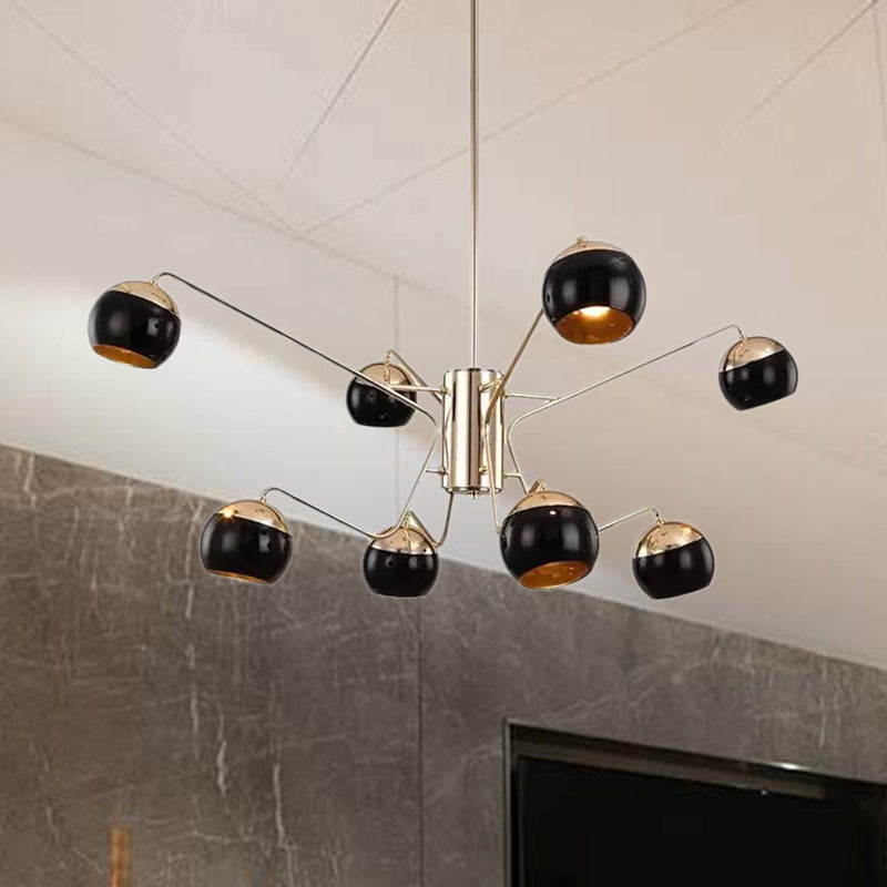 Modern Globe Shade Chandelier Pendant Light Metal 6/8/12 Heads Black Hanging Light for Bedroom Clearhalo 'Ceiling Lights' 'Chandeliers' 'Modern Chandeliers' 'Modern' Lighting' 678831