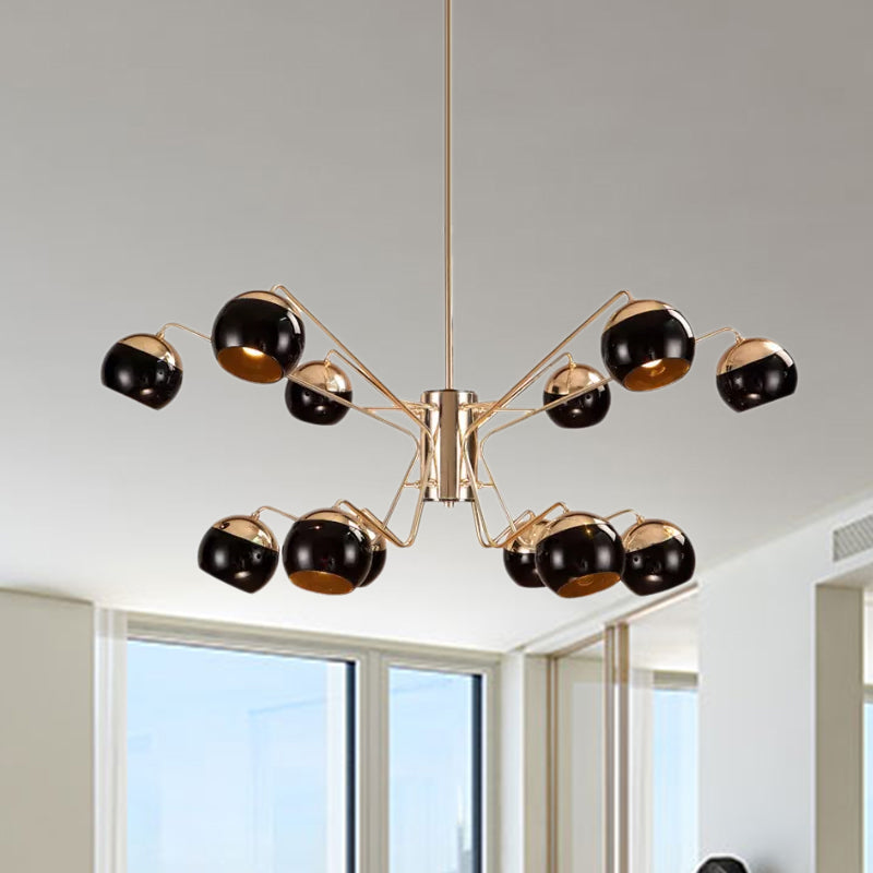 Modern Globe Shade Chandelier Pendant Light Metal 6/8/12 Heads Black Hanging Light for Bedroom Clearhalo 'Ceiling Lights' 'Chandeliers' 'Modern Chandeliers' 'Modern' Lighting' 678832