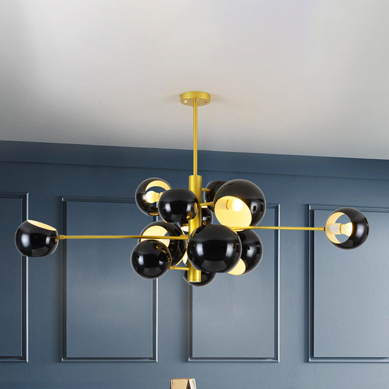 Stacked Simple Style Hanging Chandelier Light with Dome Metal Shade 10/13 Lights Black/White Hanging Light for Dining Room Clearhalo 'Ceiling Lights' 'Chandeliers' 'Modern Chandeliers' 'Modern' Lighting' 678835