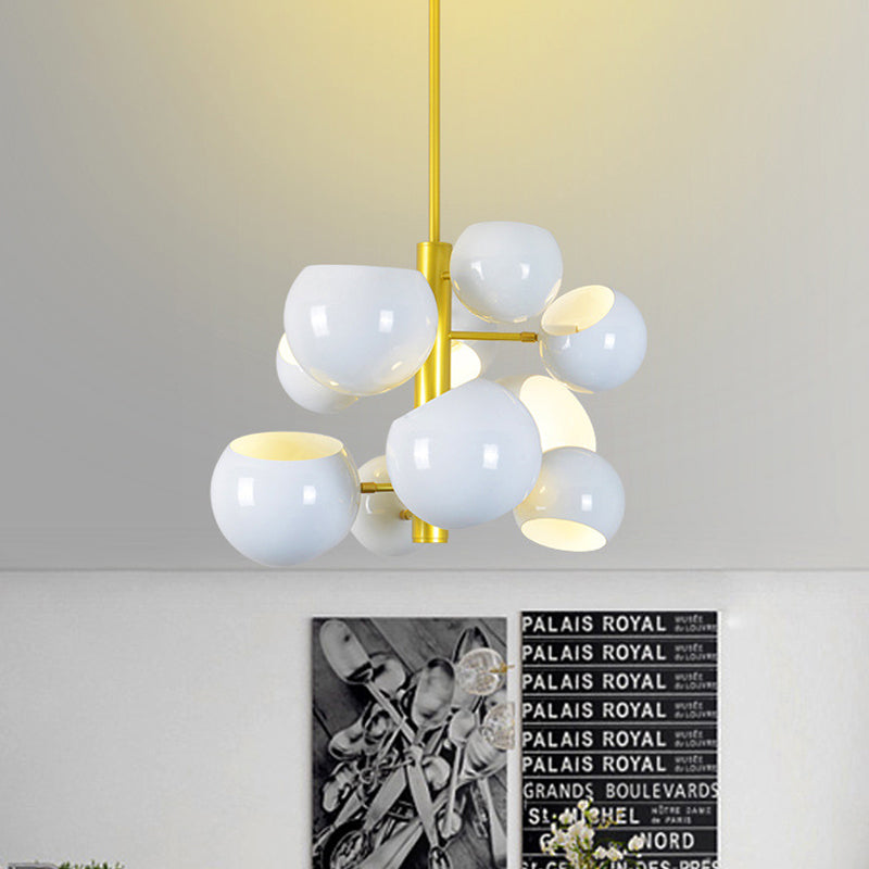 Stacked Simple Style Hanging Chandelier Light with Dome Metal Shade 10/13 Lights Black/White Hanging Light for Dining Room Clearhalo 'Ceiling Lights' 'Chandeliers' 'Modern Chandeliers' 'Modern' Lighting' 678836