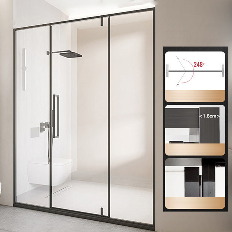 Glass and Metal Shower Door Simple One-Line Shower Bath Door Black Right Clearhalo 'Bathroom Remodel & Bathroom Fixtures' 'Home Improvement' 'home_improvement' 'home_improvement_shower_tub_doors' 'Shower and Tub Doors' 'shower_tub_doors' 'Showers & Bathtubs' 6788436