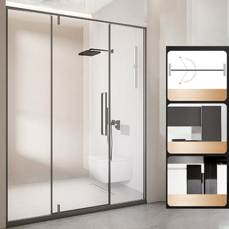 Glass and Metal Shower Door Simple One-Line Shower Bath Door Gray Left Clearhalo 'Bathroom Remodel & Bathroom Fixtures' 'Home Improvement' 'home_improvement' 'home_improvement_shower_tub_doors' 'Shower and Tub Doors' 'shower_tub_doors' 'Showers & Bathtubs' 6788441