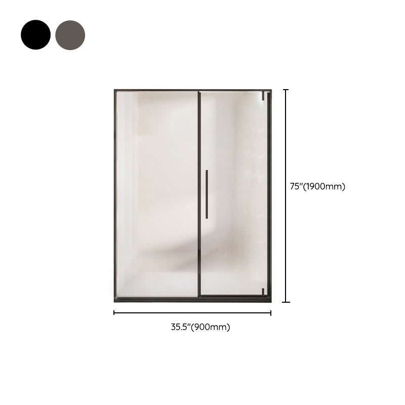 Glass and Metal Shower Door Simple One-Line Shower Bath Door Clearhalo 'Bathroom Remodel & Bathroom Fixtures' 'Home Improvement' 'home_improvement' 'home_improvement_shower_tub_doors' 'Shower and Tub Doors' 'shower_tub_doors' 'Showers & Bathtubs' 6788450