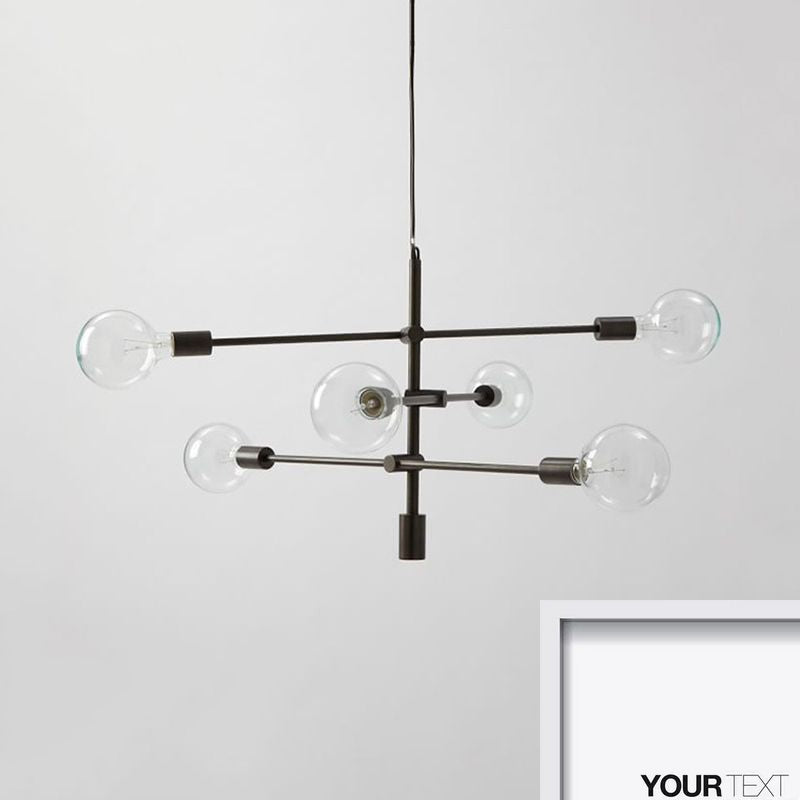 Mobile Metal Chandelier Light Fixture Modernist 6 Lights Black Hanging Lighting with Exposed Bulb Clearhalo 'Ceiling Lights' 'Chandeliers' 'Modern Chandeliers' 'Modern' Lighting' 678847