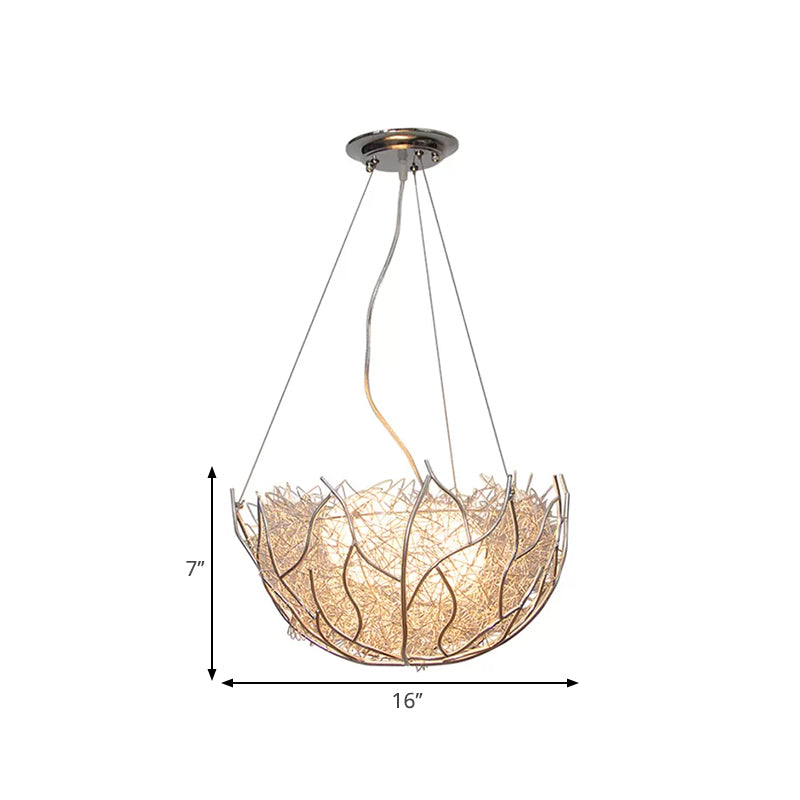 Nest Metal Chandelier Lighting Contemporary 2 Lights Silver Hanging Ceiling Lamp with White Glass Ball Shade, 16"/19.5" Wide Clearhalo 'Ceiling Lights' 'Chandeliers' 'Glass shade' 'Glass' 'Modern Chandeliers' 'Modern' Lighting' 678848