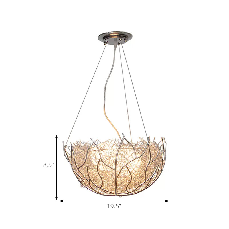 Nest Metal Chandelier Lighting Contemporary 2 Lights Silver Hanging Ceiling Lamp with White Glass Ball Shade, 16"/19.5" Wide Clearhalo 'Ceiling Lights' 'Chandeliers' 'Glass shade' 'Glass' 'Modern Chandeliers' 'Modern' Lighting' 678849