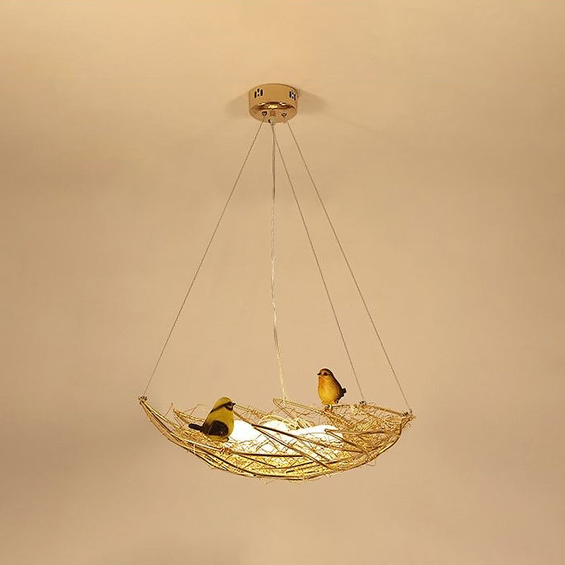 Nest Metal Art Deco Chandelier Lighting 19.5"/21.5" Wide 6/9 Lights Hanging Ceiling Lamp in Gold Clearhalo 'Ceiling Lights' 'Chandeliers' 'Close To Ceiling Lights' 'Glass shade' 'Glass' 'Modern Chandeliers' 'Modern' Lighting' 678854